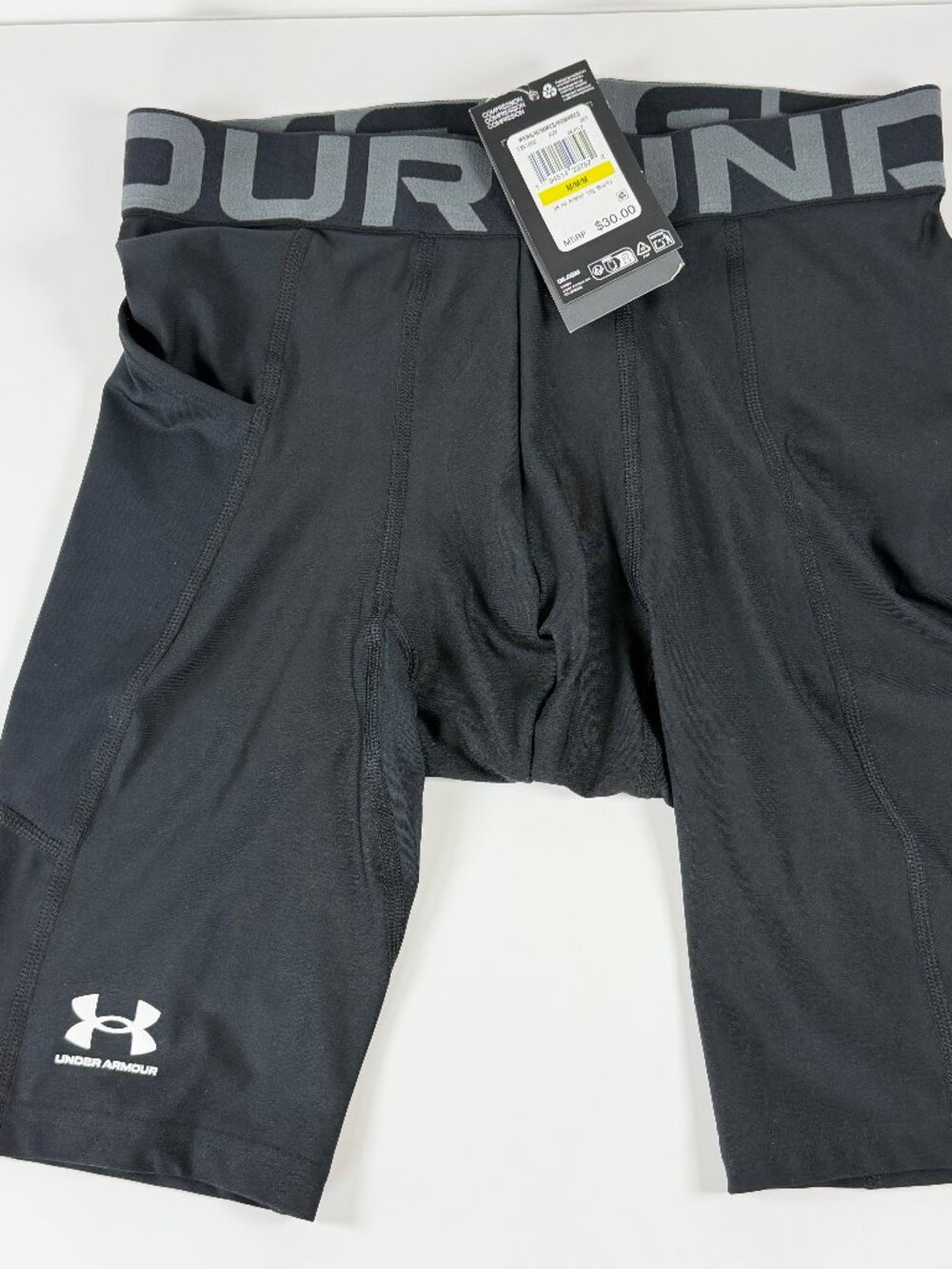 Under Armour HeatGear Compression Long Leg Shorts Men’s Medium Black NWT